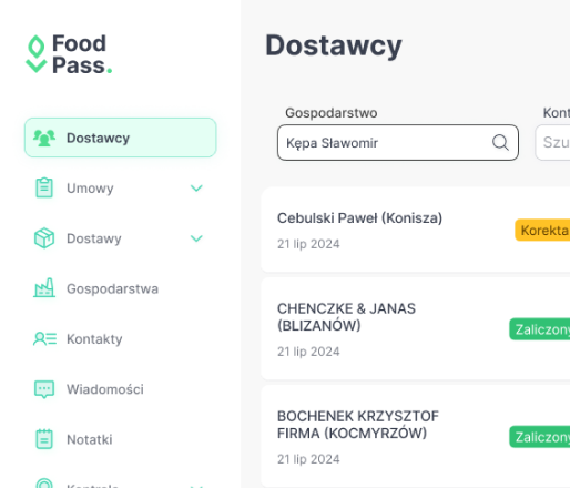 FoodPass Interface